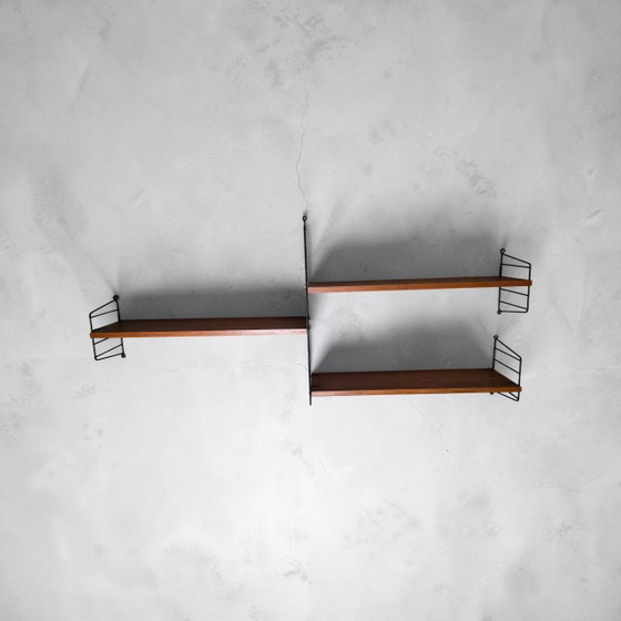 Étagère murale en teck style échelle, conçue par Nisse et Kajsa Strinning, String Design, années 1960, Suède (photo 5 of 7)