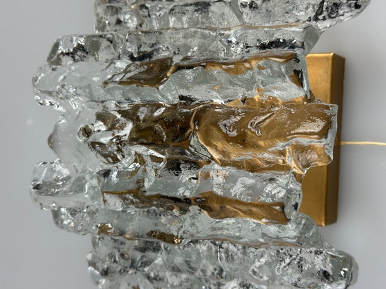 Image 1 of 60s 70s ice glass wall lamp Aplique de J.T. Kalmar Austria Design