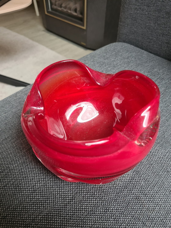 Coupe Murano Glass Bowl, Red / Rouge, Mid-Century 1960s Handmade / Fait Main – Vases (photo 4 of 5)