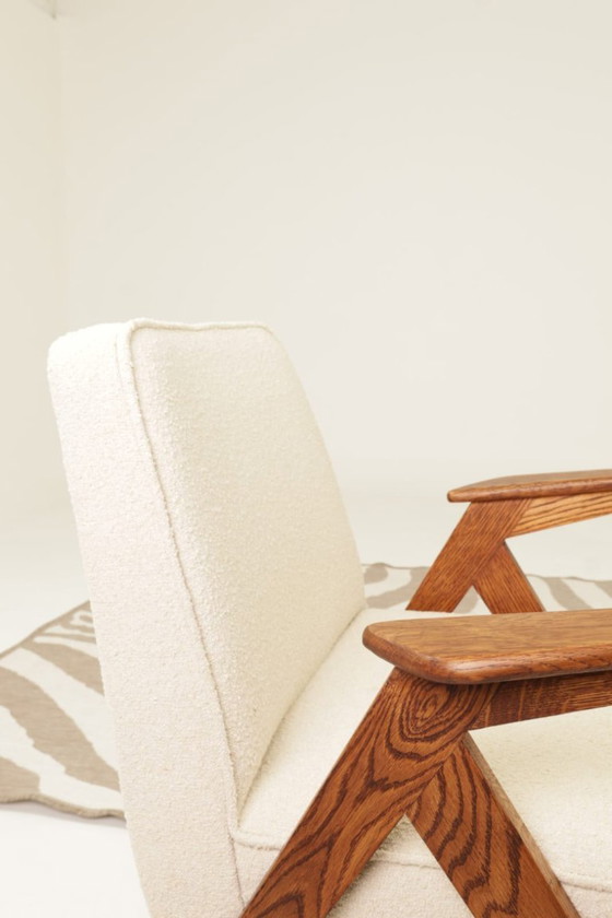 Image 1 of Mid century fauteuils vintage lounge stoel in ecru set van 2 stoelen, compleet gerestaureerd