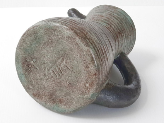 Image 1 of Schitterende vintage Franse kan uit de jaren 1950-1960, gesigneerd LMR, keramisch steengoed, jaren 50/60.