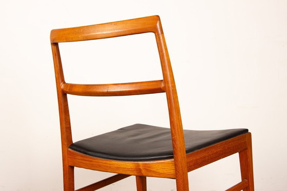 Image 1 of Set van 4 Deense stoelen van teakhout en leer, model 430, van Arne Vodder voor Sibast, 1960.