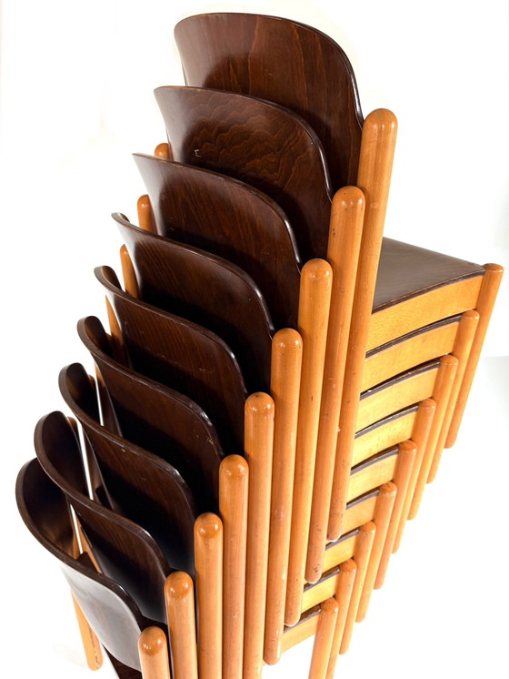 Image 1 of 9x vintage plywood stacking chair '60