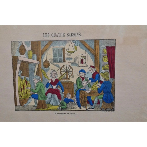 1920s Set of 4 French Imagerie Pellerin “Four Seasons” Hand-Colored Prints, Epinal – Art Prints, Paper (photo 14 of 17)