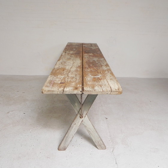 Image 1 of Grande table pliante, table à bière Biere Amos Metz, années 1930