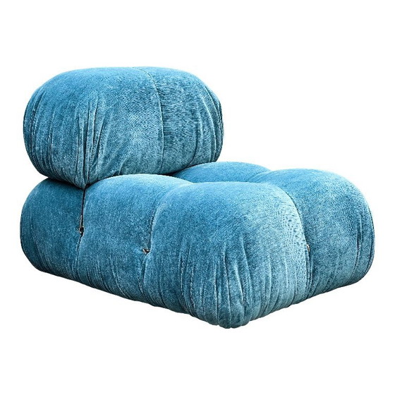 Image 1 of 6x moduli divano camaleonda di mario bellini per b&b italia in velluto di lino azzurro