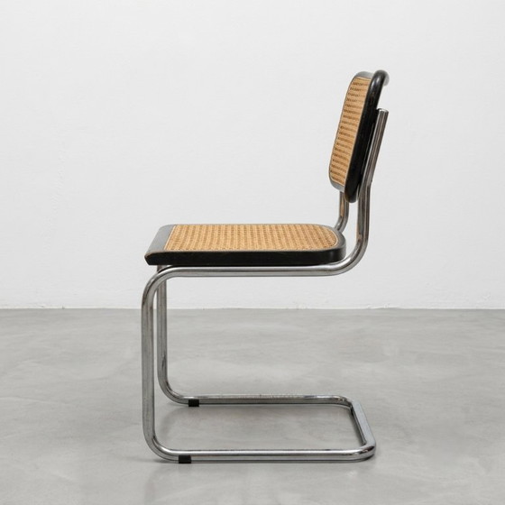 Image 1 of Set di 4 sedie Cesca B32 nere di Marcel Breuer, Italia, anni '80