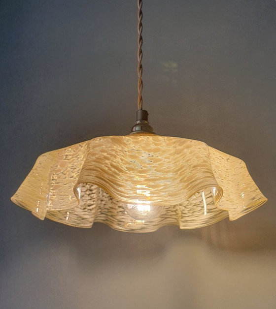 Vintage / Antieke Franse Glazen Hanglamp In Clichy Stijl. – Hanglampen, Metal (photo 12 of 15)