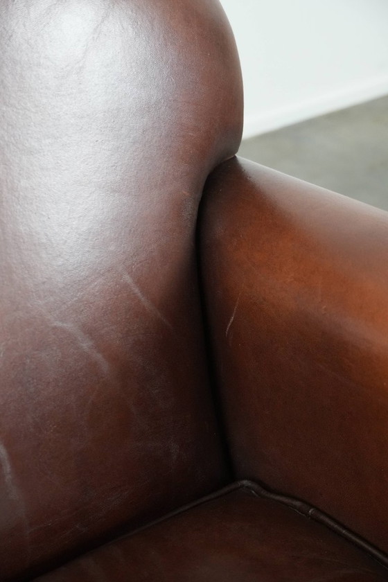 Image 1 of Schapenleren Art Deco design armchair met tijdloze en warme kleuren