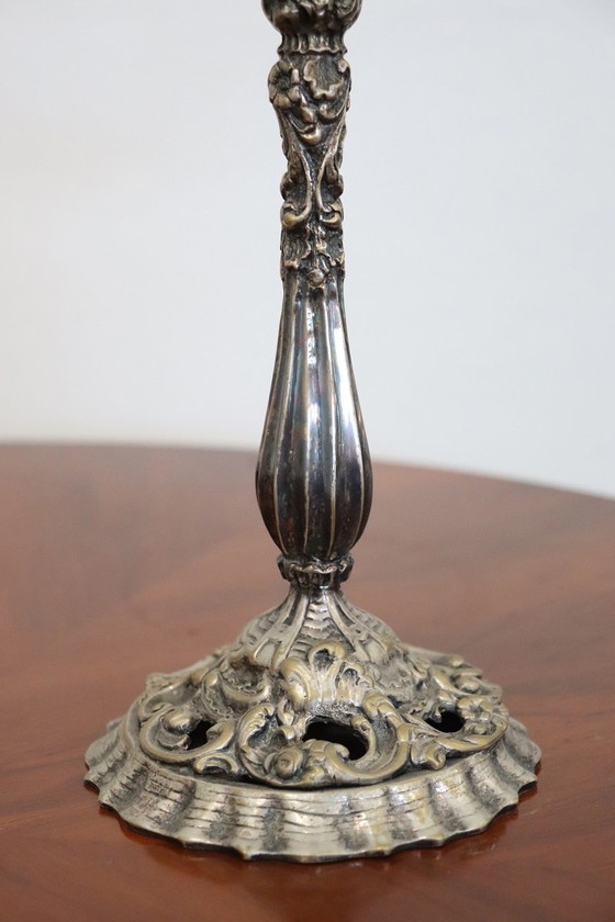 Image 1 of Kandelaber mit 5 Armen aus versilbertem Metall, ca. 1980er Jahre, 2er-Set