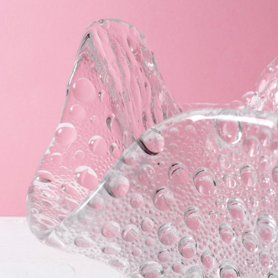 Image 1 of Mid-century Rare Clear Vintage Fazzoletto Glass Vase / Murano / Italy / 1970s