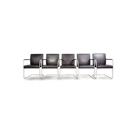 Juego de 5 sillas Walter Knoll Jason Lite 1500, cuero negro