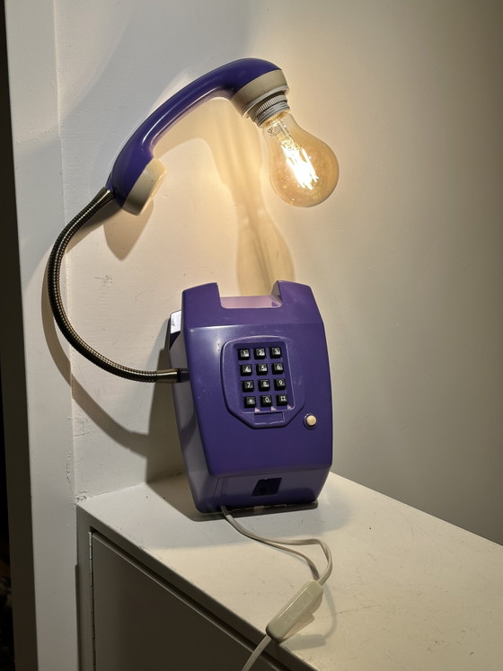 Image 1 of Vintage purple hang-up telephone