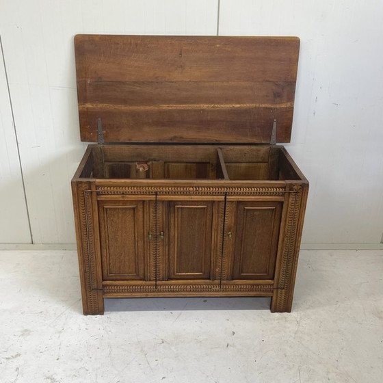 Image 1 of Antike Klappenschranktruhe, TV-Schrank, Aufbewahrungsschrank aus Eichenholz
