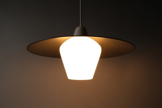 Vintage UFO Flying Saucer Mid-Century Modern Pendant Lamp, 1960s Space Age Design. – Metal, Glass (photo 4 of 11)