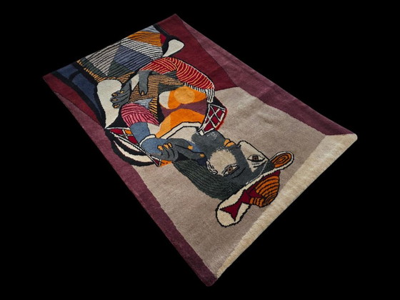 Alfombra de lana anudada a mano inspirada en María Teresa de Picasso – Base de algodón policromado (104x79cm) (photo 5 of 9)