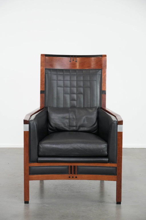 Fauteuil Schuitema design Art Déco en cuir noir de la série Decoforma