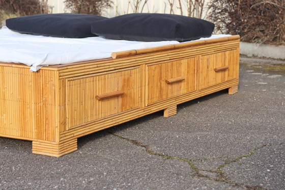 Image 1 of Vintage rattan bed by Audoux Minet