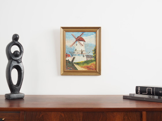 Image 1 of Peinture "Le moulin à vent coloré", design scandinave, 20e siècle, par Aage Verner Thrane