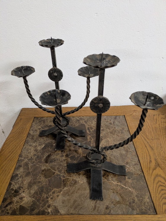 Image 1 of 2 x wrought iron candlesticks