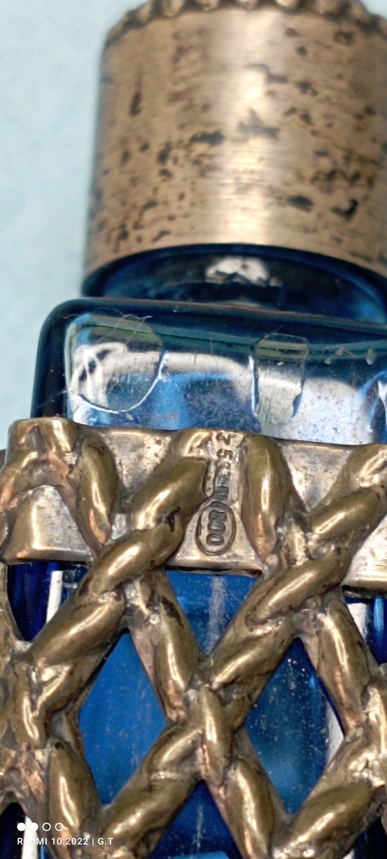 Image 1 of MINI BOTELLA AZUL DE PLATA 800, CON SELLO DE ITALIA