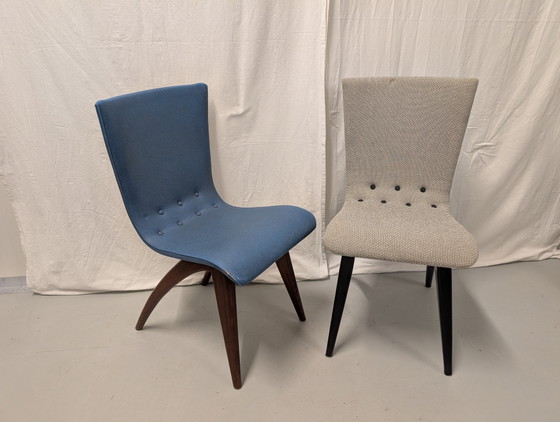 Unici: lotto di sedie a dondolo Van Os Culemborg, design olandese anni '50. – Sedie da pranzo, Skai (photo 5 of 14)