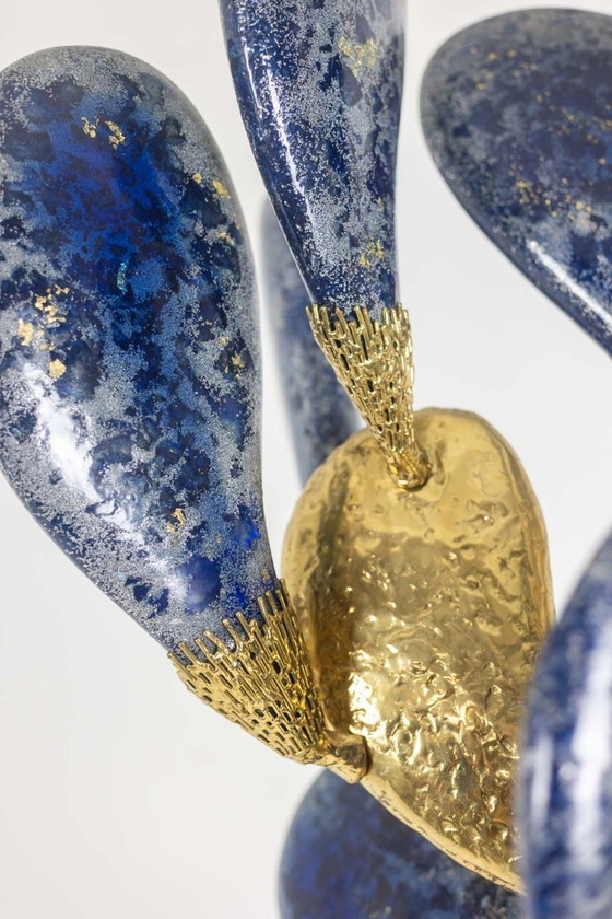 Image 1 of Jacques Duval Brasseur, Groot cactussculptuur in verguld messing. 1992