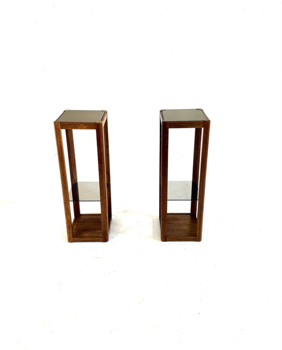 Supporto per piante vintage in teak e vetro fumé, Uldum Møbelfabrik anni '60 – Porta piante, Glass, Wood (photo 3 of 11)