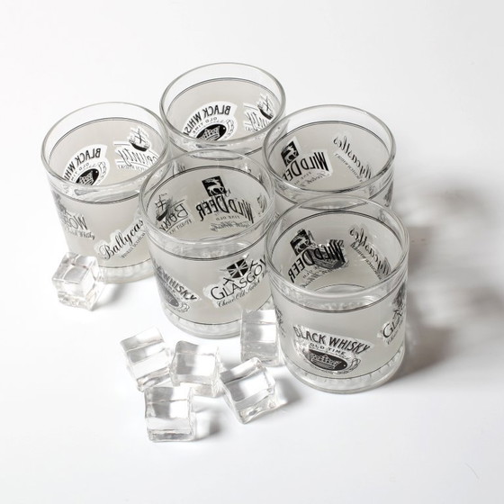 Set van 5 vintage whiskyglazen met een gebeitste afwerking / Cerve / Italië / jaren 1990 – Glazen & Karaffen (photo 8 of 9)