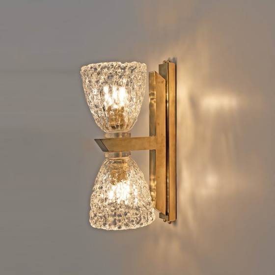 Image 1 of Coppia di lampade in vetro di Murano e ottone in stile Art Decò