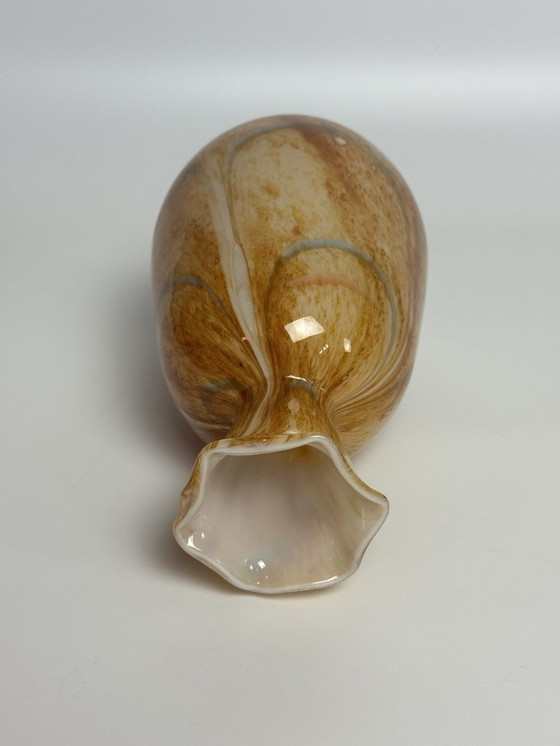 Image 1 of Mid-Century Artisan Hand-blown  Vase in Indian Summer Hues with Scalloped Rim by Fidrio, The Netherlands, 1990s