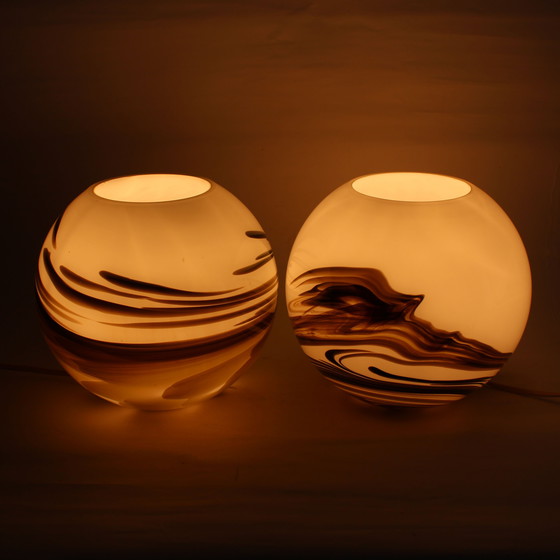 Image 1 of 2 lampes de table vintage en verre soufflé à la bouche par Brilliant