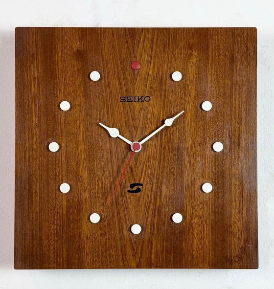 Image 1 of Vintage Brown Wooden Wall Clock from Seiko, 1980s