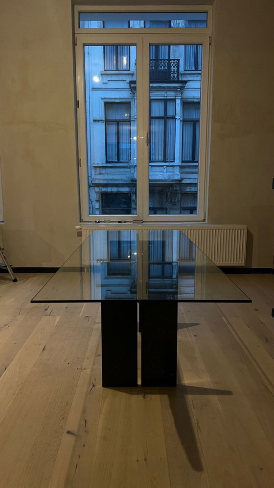 Image 1 of Vintage Modernist/Brutalist Dining Table Natural Stone and Glass Top