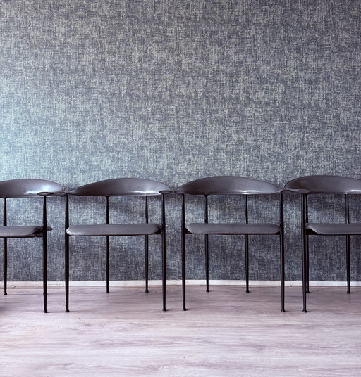 4x Sillones vintage de cuero Fasem p40, Vegni & Gualtierotti,ca90s