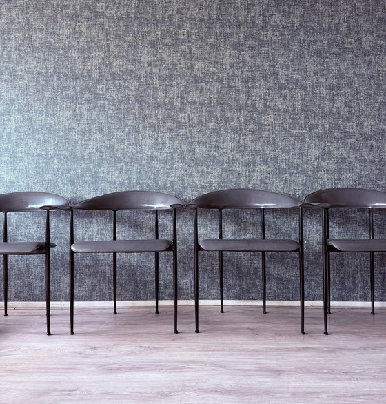 Image 1 of 4x poltrone vintage in pelle Fasem p40, Vegni & Gualtierotti, anni '90