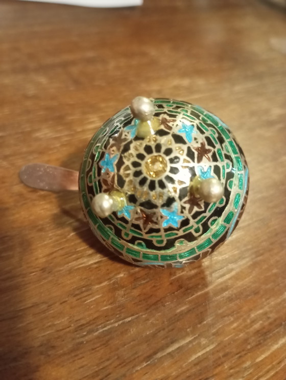 Image 1 of Saliera vintage asiatica in argento, cloisonné.