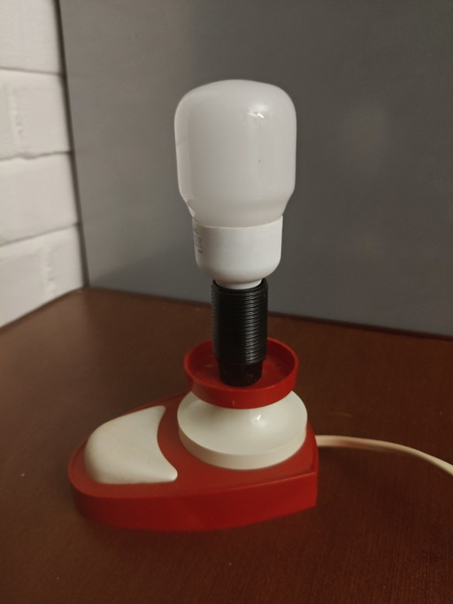 Rare Massive Space Age Table Lamp – Unique Red & White Vintage Design (1970s) – tafellampen, Plastic