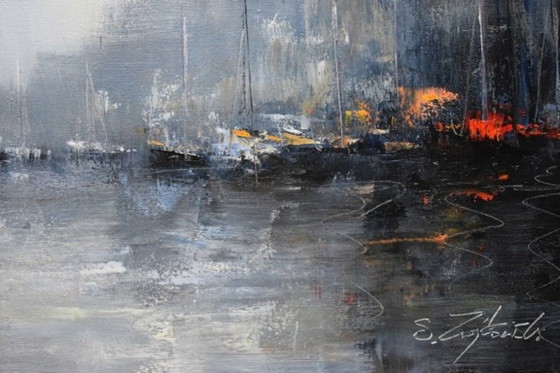 Sławomir Zajkowski - Blue, Peintures et dessins, Toile, Gris, Impressionisme (photo 5 sur 5)