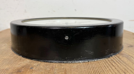 Image 1 of Horloge murale industrielle allemande noire, années 1950