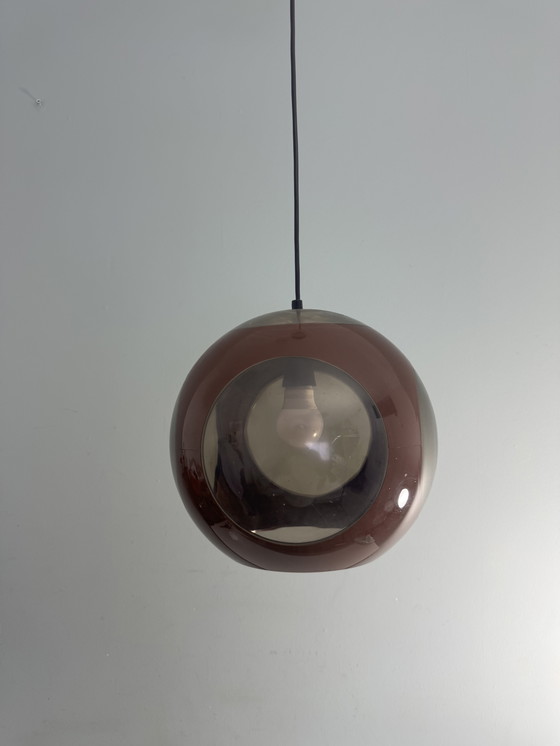 Image 1 of Vintage brown space age lamp Bug Eye pendant lamp 1970s