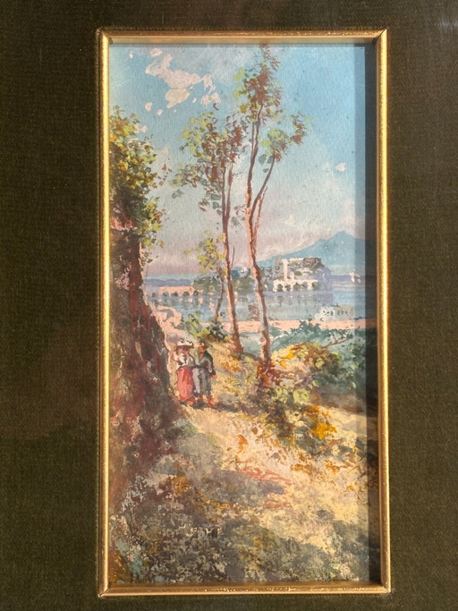 1940s Watercolor Seascape Painting – schilderijen tekeningen (photo 2 of 6)