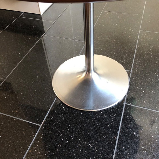 Image 1 of Rare opal side table tulip base walnut star veneer