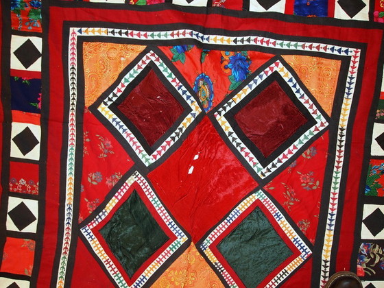 Image 1 of Handmade Vintage Uzbek Suzani Patchwork Kilim 4.3' x 7.5' (129cm x 227cm), 1960s - 1C46