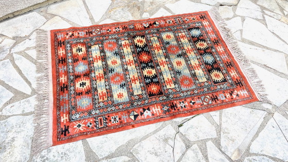 Image 1 of TAPIS Soie et Coton Vintage - 142 x 84cm