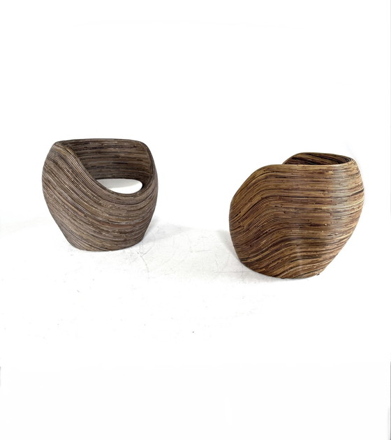 Image 1 of 2x poltrone vintage in vimini a matita, Gabrielle Crespi anni '60