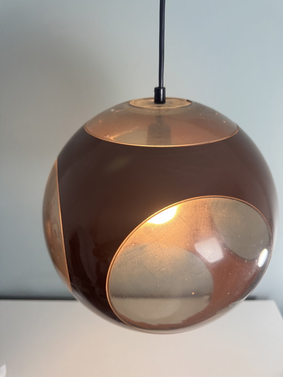 Image 1 of Vintage brown space age lamp Bug Eye pendant lamp 1970s