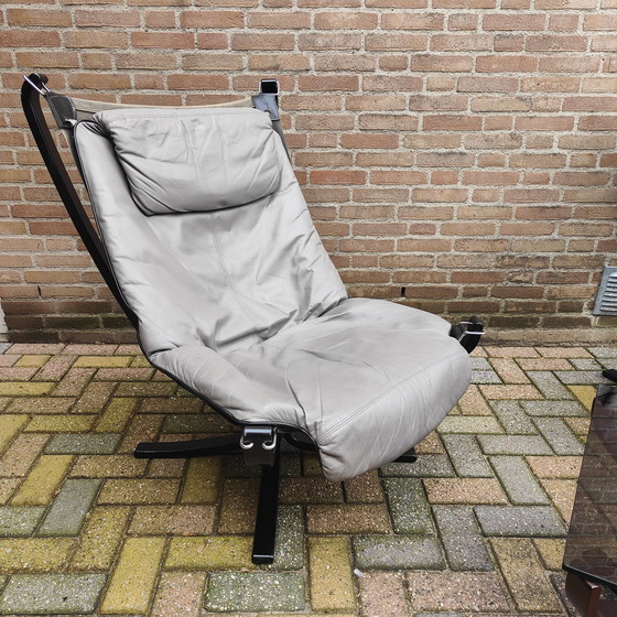 Image 1 of Complete set Sigurd Ressell Falcon 2 gray armchairs with saloon table Vatne Mobler Norway 1960-1970