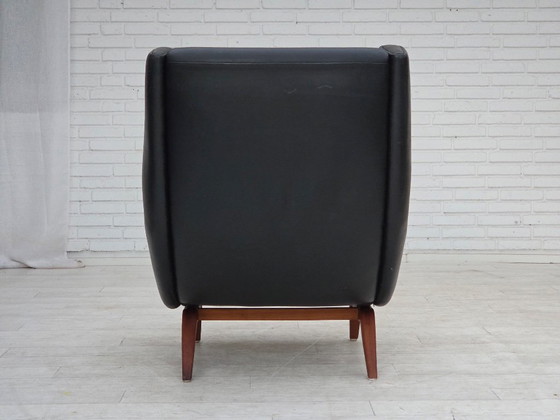 Jaren 60, Deens ontwerp van Illum Wikkelsø, fauteuil, model 110, leer, teak – Wood (photo 11 of 21)