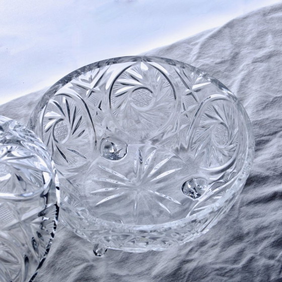 Image 1 of Grote antieke Boheemse kristallen snoepschaal